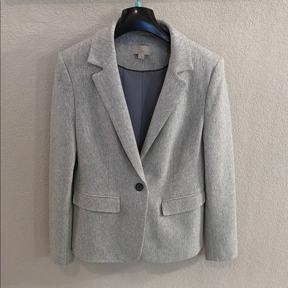LOFT Light Gray Single-Button Women's Blazer